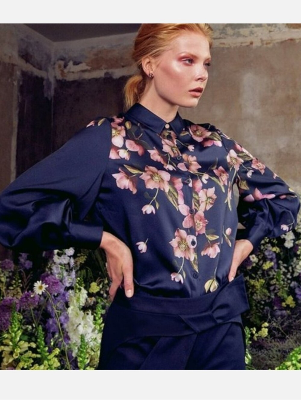 Ted Baker London LANIIE Arboretum Print Full Sleeve Blouse Floral Sz 2 US‎ 6 NWT